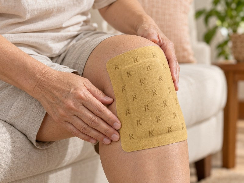 re.align patch worn on the knee