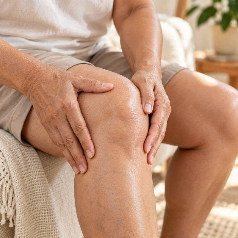 Gently massaging the knee